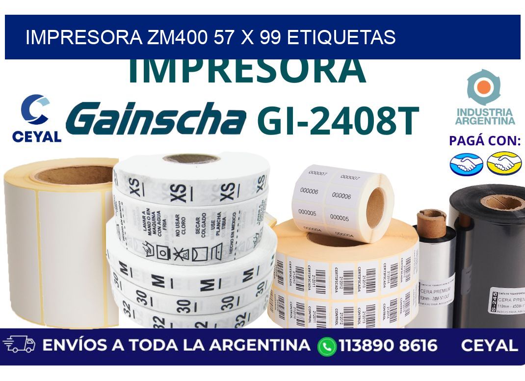 impresora zm400 57 x 99 etiquetas