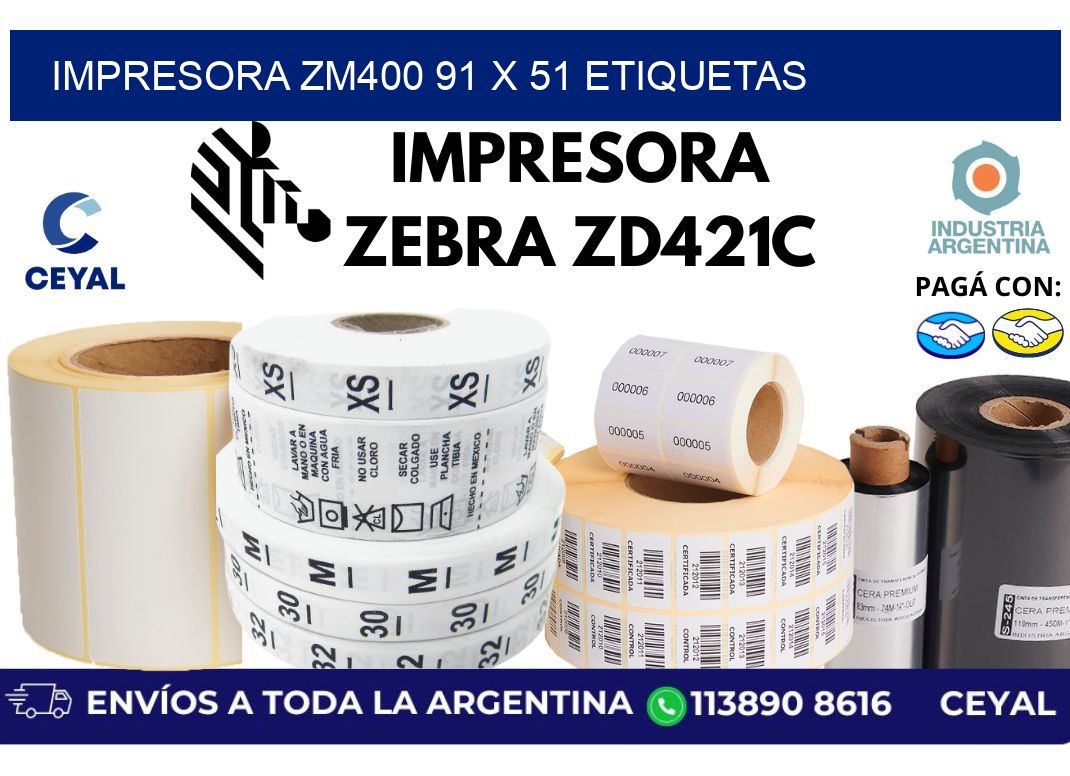 impresora zm400 91 x 51 etiquetas