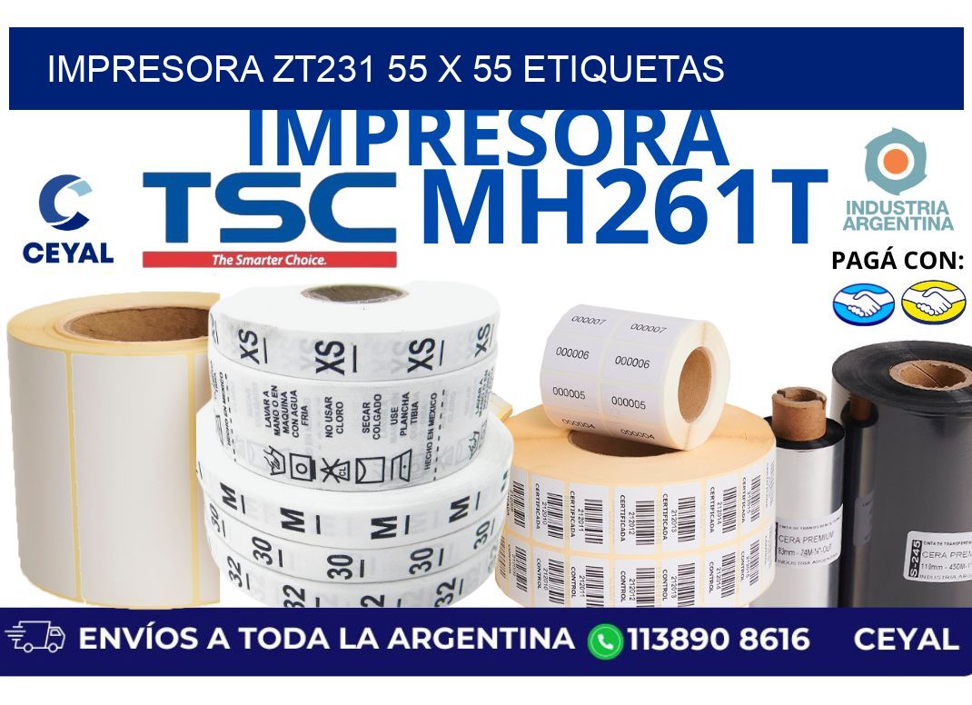 impresora zt231 55 x 55 etiquetas