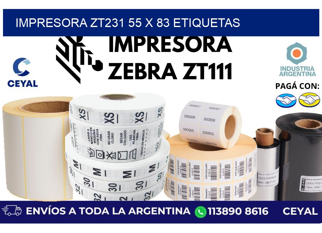 impresora zt231 55 x 83 etiquetas
