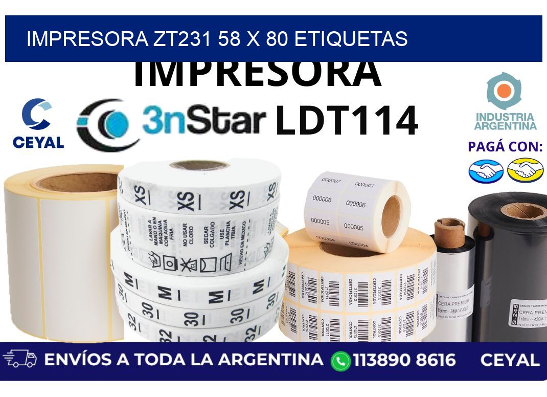 impresora zt231 58 x 80 etiquetas