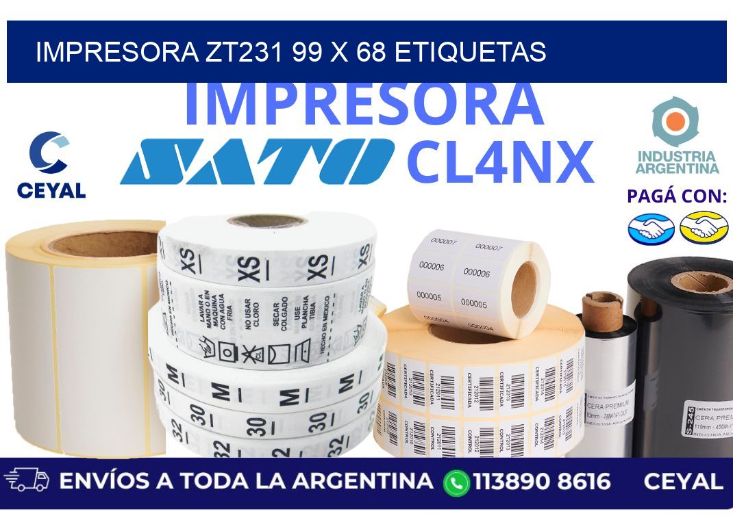 impresora zt231 99 x 68 etiquetas