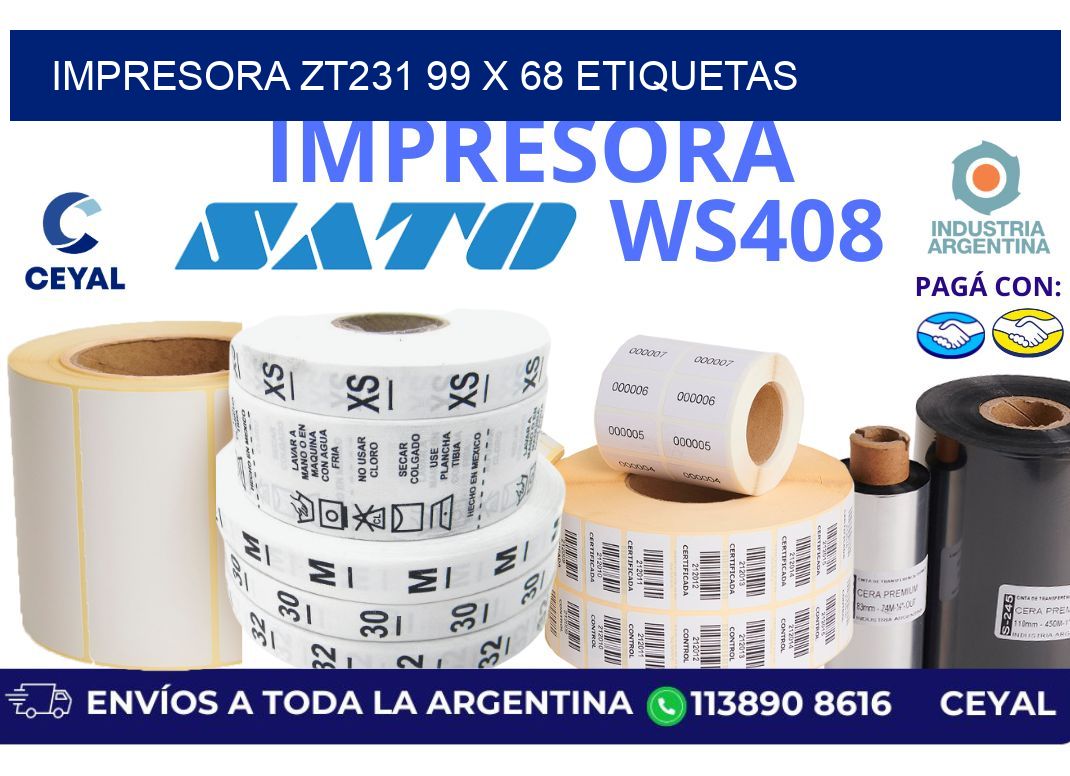 impresora zt231 99 x 68 etiquetas