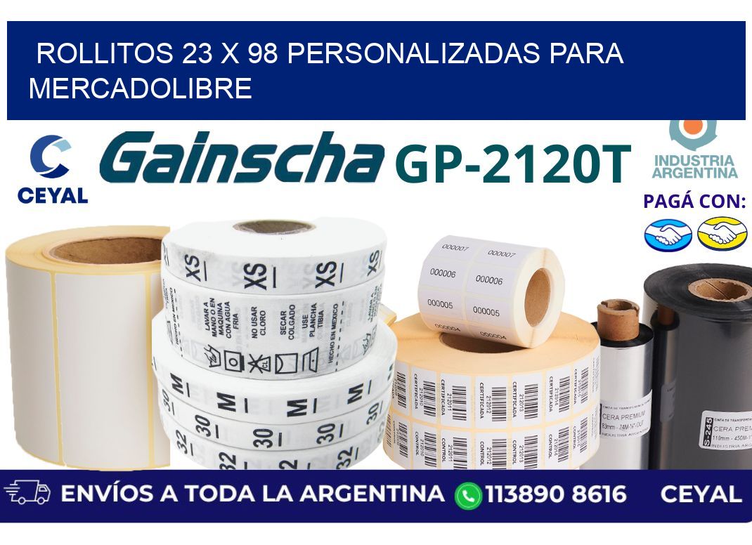 rollitos 23 x 98 personalizadas para mercadolibre