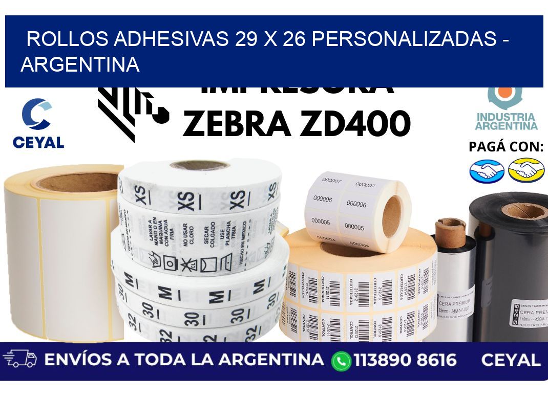 rollos adhesivas 29 x 26 personalizadas - Argentina