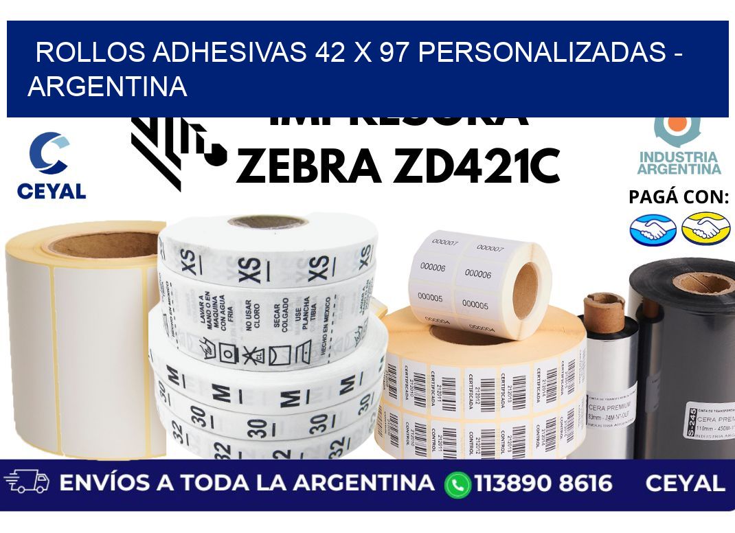 rollos adhesivas 42 x 97 personalizadas - Argentina