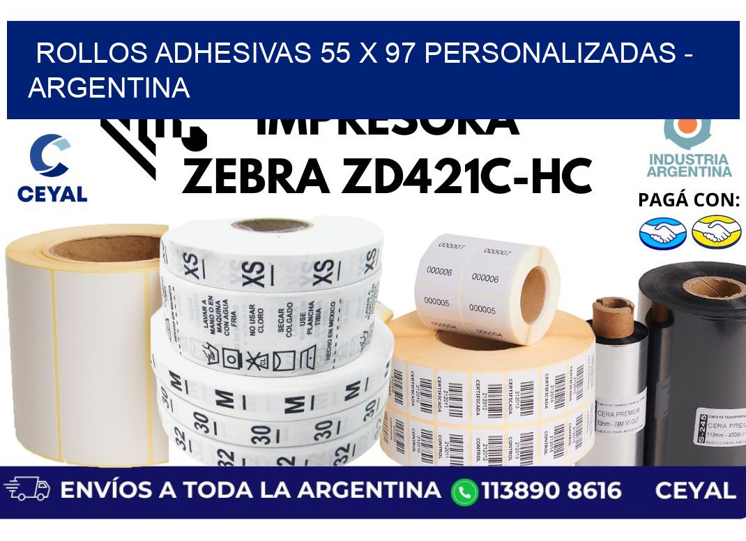 rollos adhesivas 55 x 97 personalizadas – Argentina