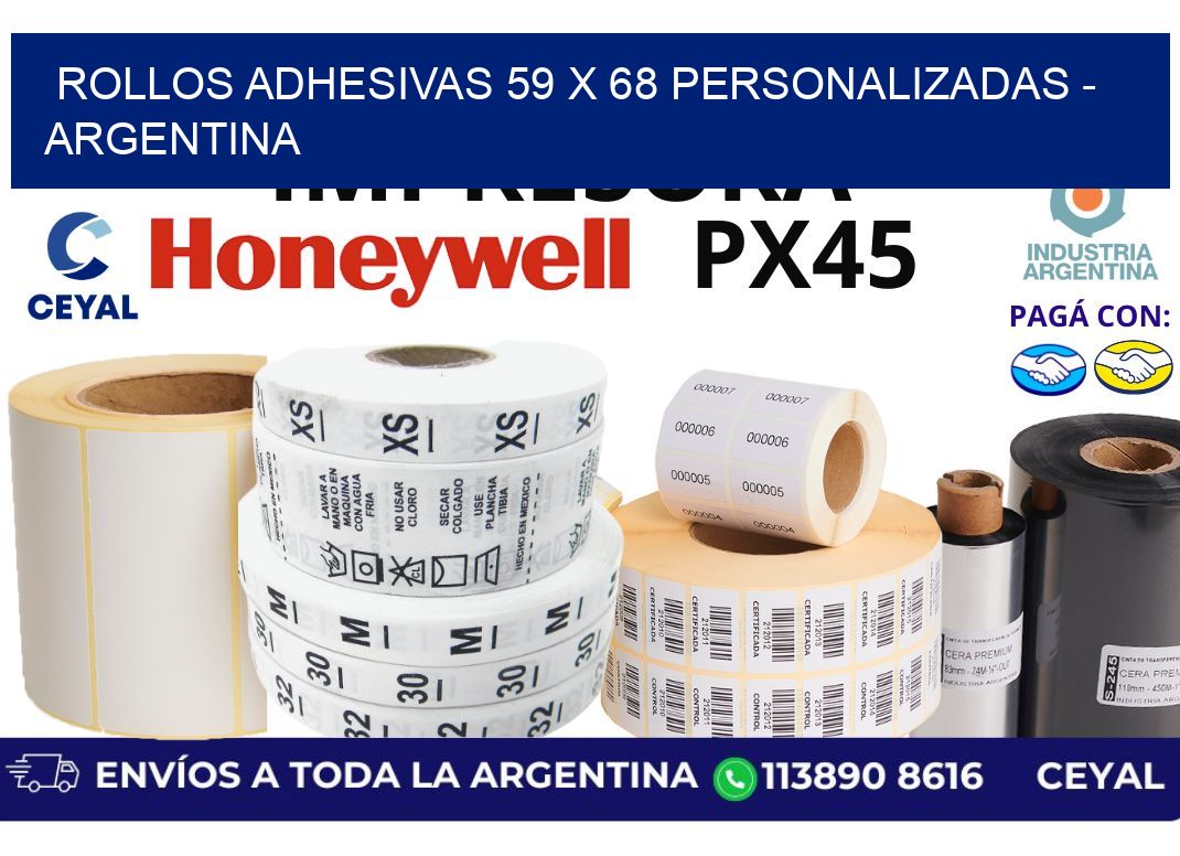 rollos adhesivas 59 x 68 personalizadas - Argentina