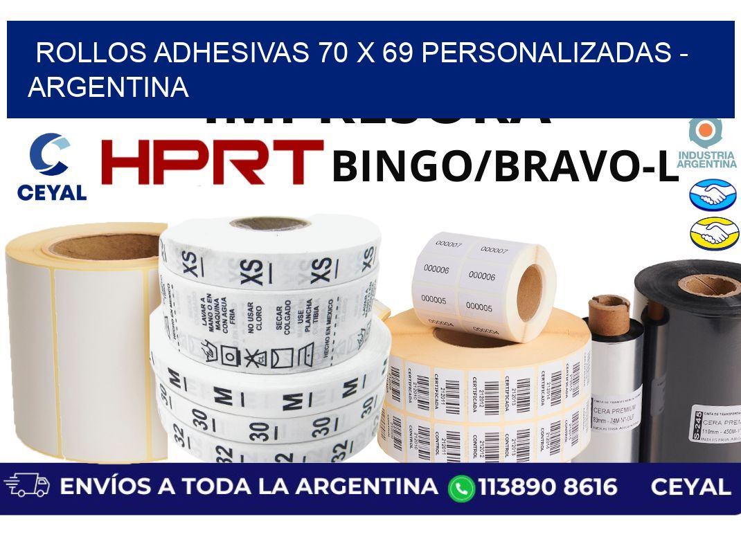 rollos adhesivas 70 x 69 personalizadas - Argentina