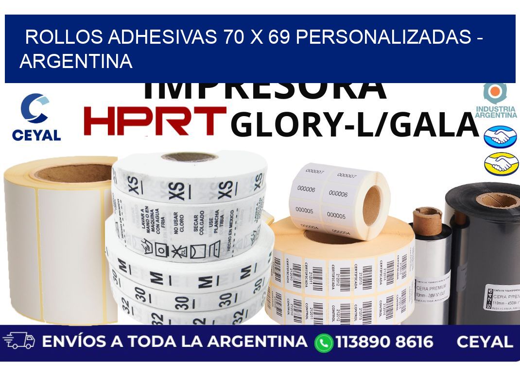 rollos adhesivas 70 x 69 personalizadas – Argentina