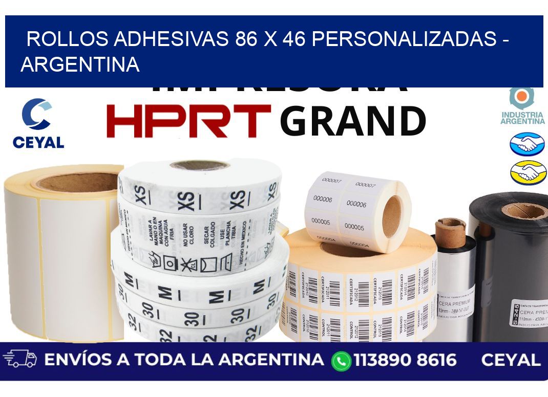 rollos adhesivas 86 x 46 personalizadas - Argentina