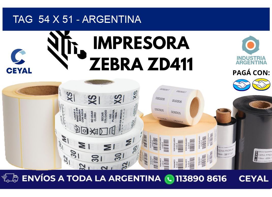 tag  54 x 51 - Argentina