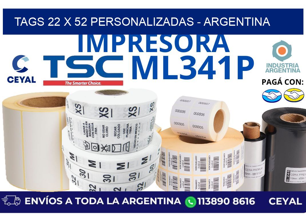 tags 22 x 52 personalizadas - Argentina