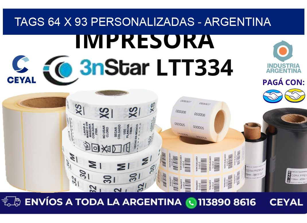 tags 64 x 93 personalizadas - Argentina