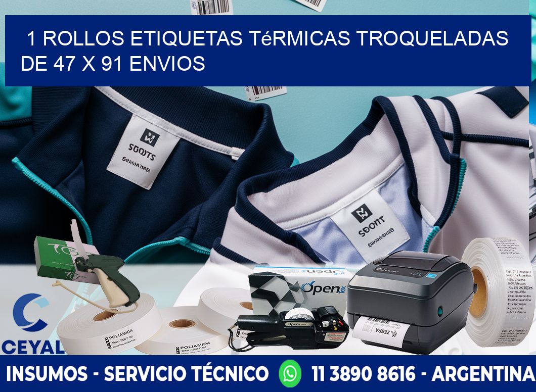 1 Rollos Etiquetas Térmicas Troqueladas De 47 x 91 ENVIOS