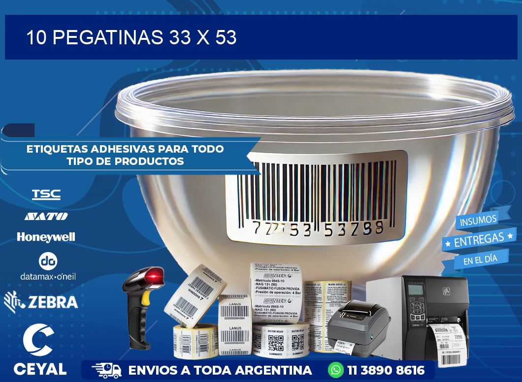 10 PEGATINAS 33 x 53