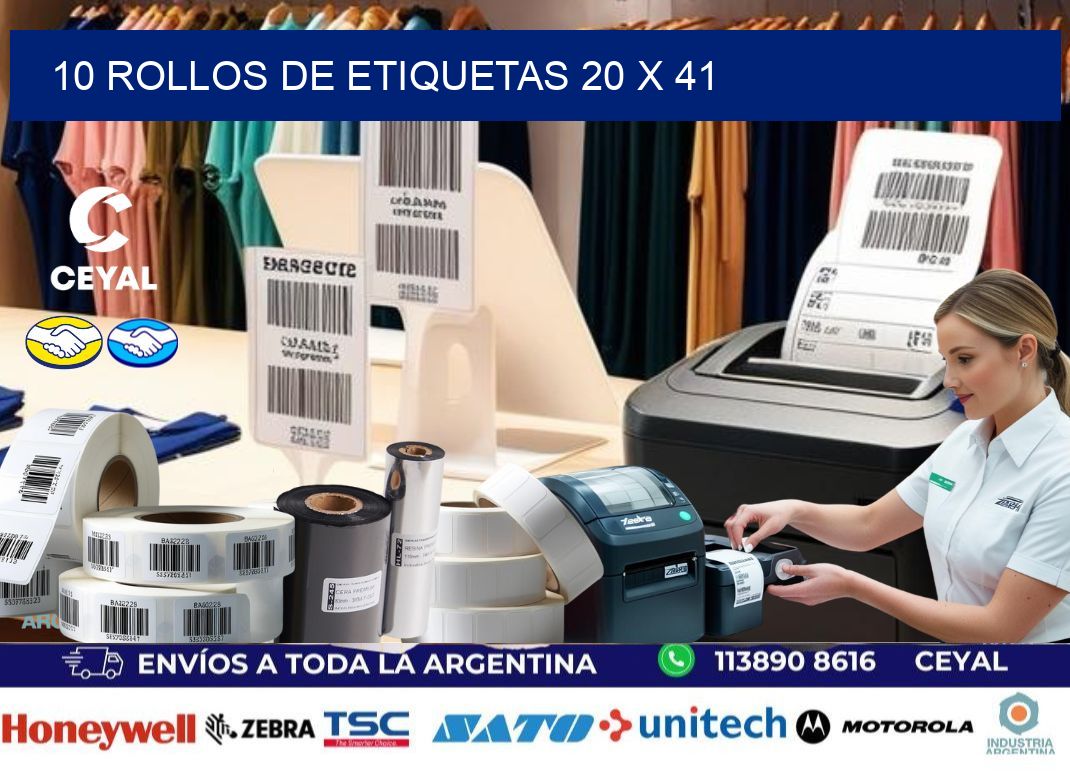 10 ROLLOS DE ETIQUETAS 20 x 41