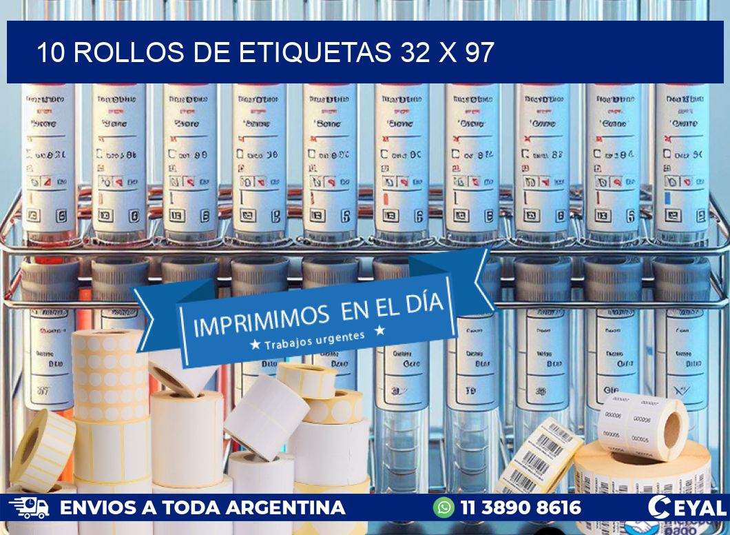 10 ROLLOS DE ETIQUETAS 32 x 97