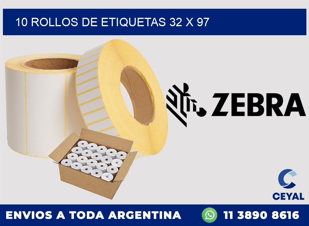 10 ROLLOS DE ETIQUETAS 32 x 97