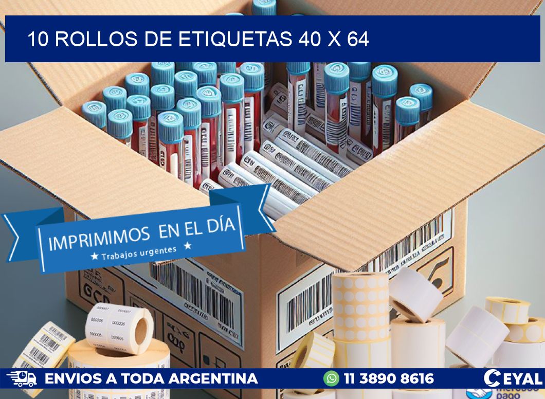 10 ROLLOS DE ETIQUETAS 40 x 64