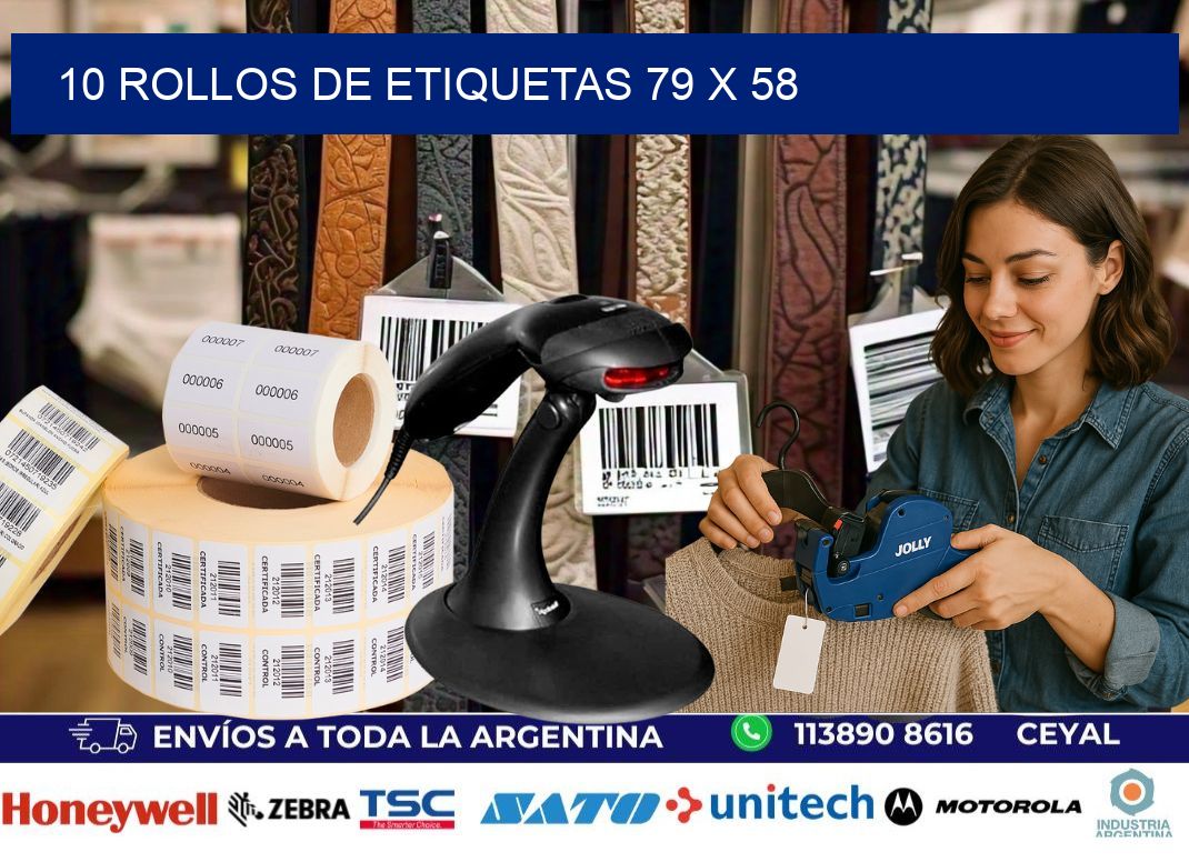 10 ROLLOS DE ETIQUETAS 79 x 58