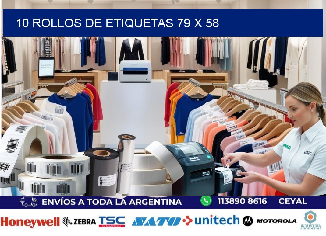 10 ROLLOS DE ETIQUETAS 79 x 58