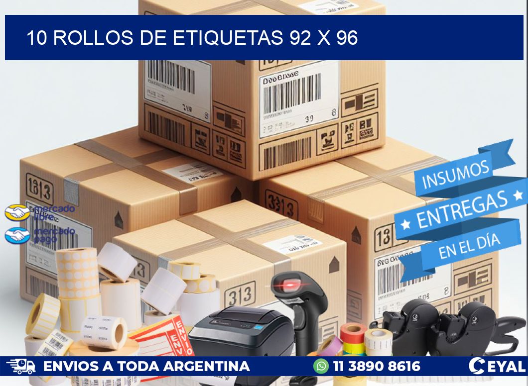 10 ROLLOS DE ETIQUETAS 92 x 96