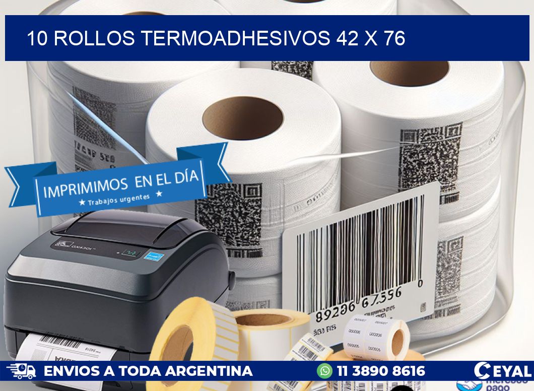 10 ROLLOS TERMOADHESIVOS 42 x 76