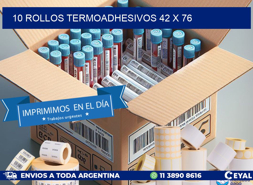 10 ROLLOS TERMOADHESIVOS 42 x 76