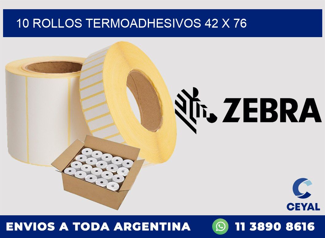 10 ROLLOS TERMOADHESIVOS 42 x 76