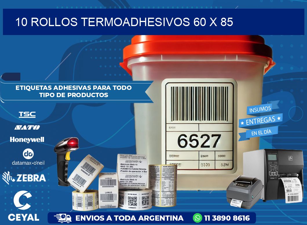 10 ROLLOS TERMOADHESIVOS 60 x 85