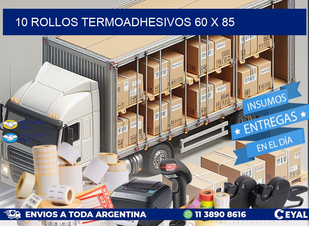 10 ROLLOS TERMOADHESIVOS 60 x 85