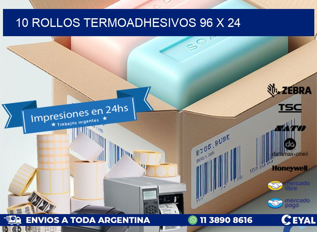 10 ROLLOS TERMOADHESIVOS 96 x 24