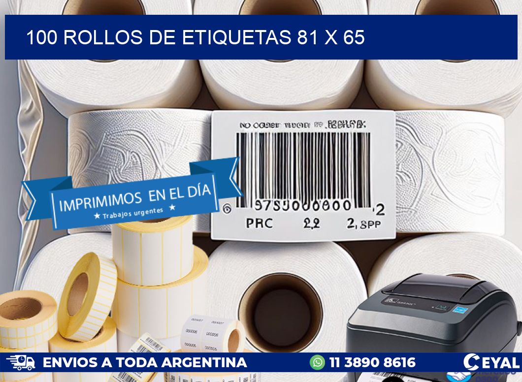 100 ROLLOS DE ETIQUETAS 81 x 65