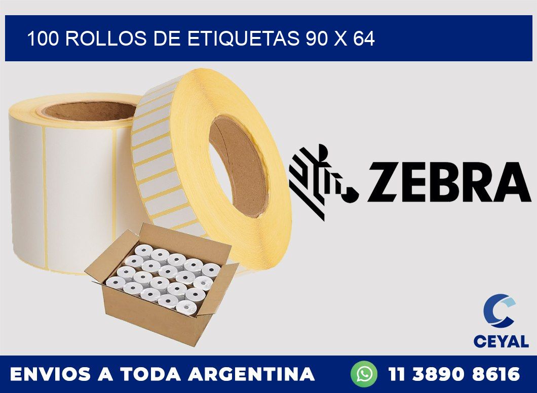 100 ROLLOS DE ETIQUETAS 90 x 64