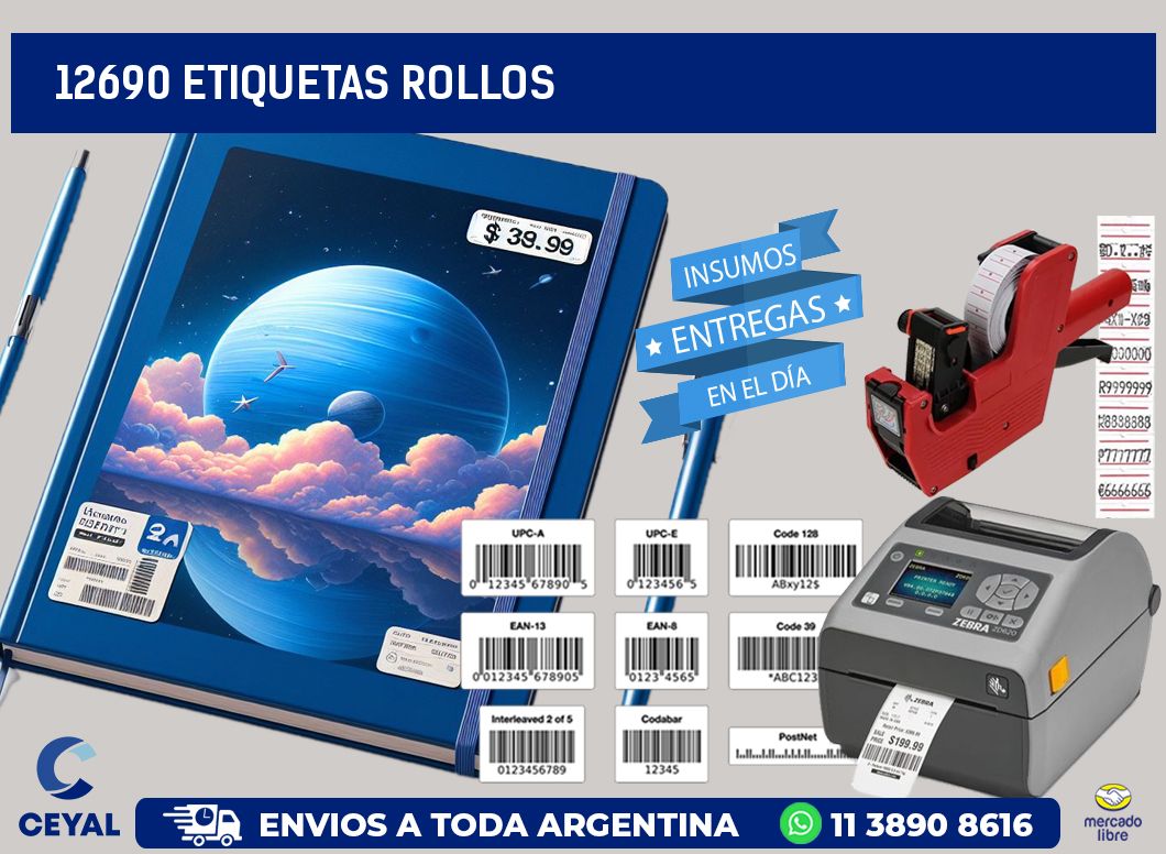 12690 etiquetas rollos