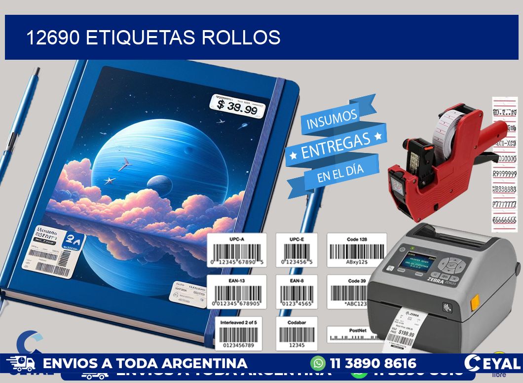 12690 etiquetas rollos