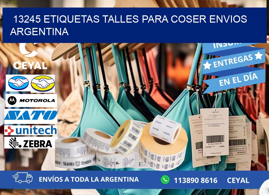 13245 ETIQUETAS TALLES PARA COSER ENVIOS ARGENTINA