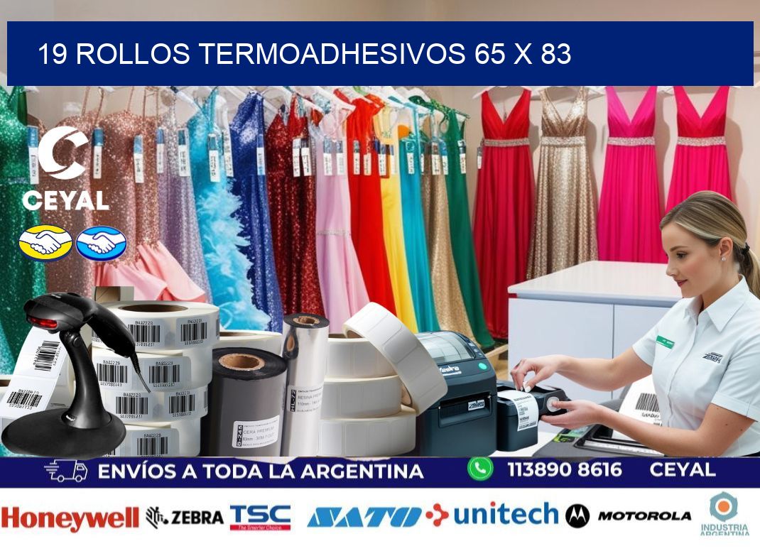 19 ROLLOS TERMOADHESIVOS 65 x 83