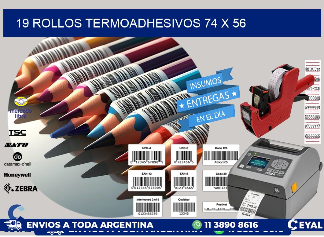 19 ROLLOS TERMOADHESIVOS 74 x 56
