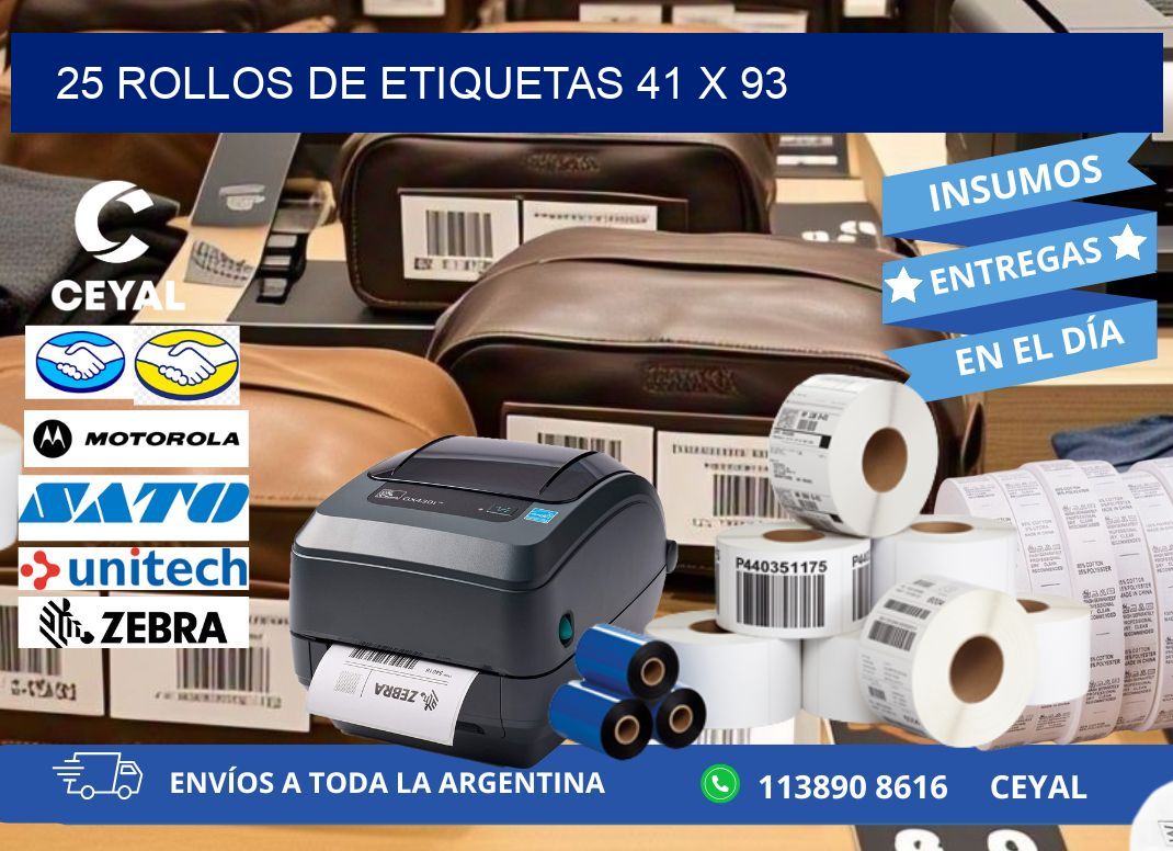 25 ROLLOS DE ETIQUETAS 41 x 93