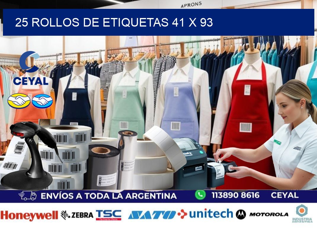 25 ROLLOS DE ETIQUETAS 41 x 93