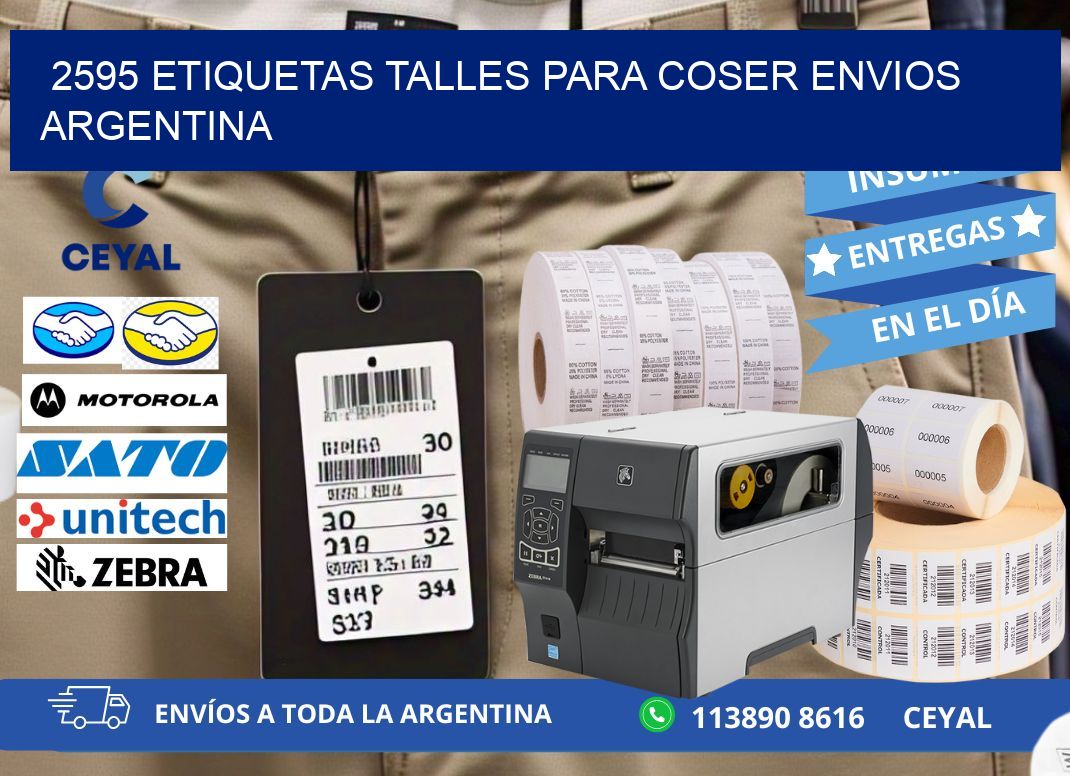 2595 ETIQUETAS TALLES PARA COSER ENVIOS ARGENTINA