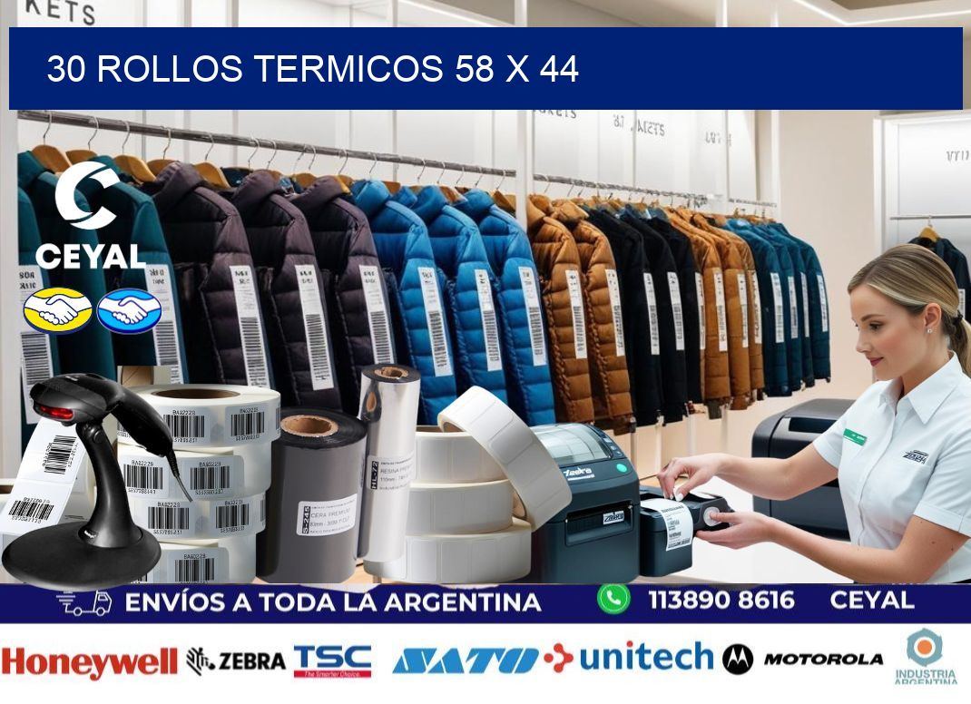 30 ROLLOS TERMICOS 58 x 44