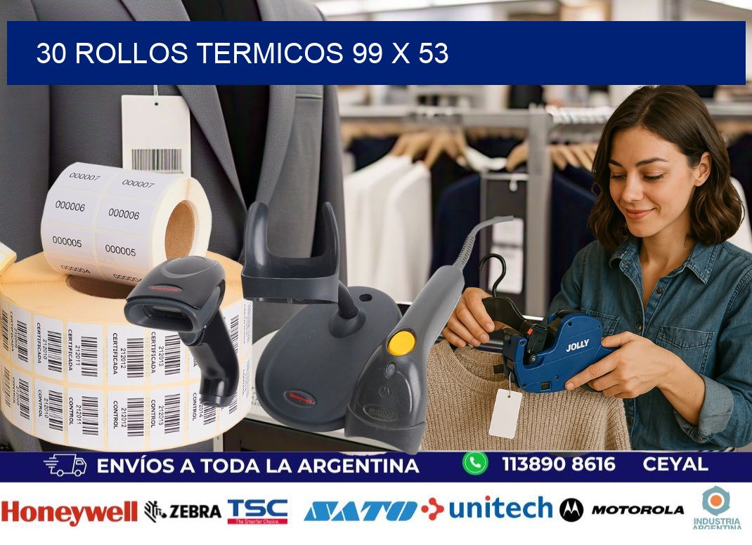 30 ROLLOS TERMICOS 99 x 53