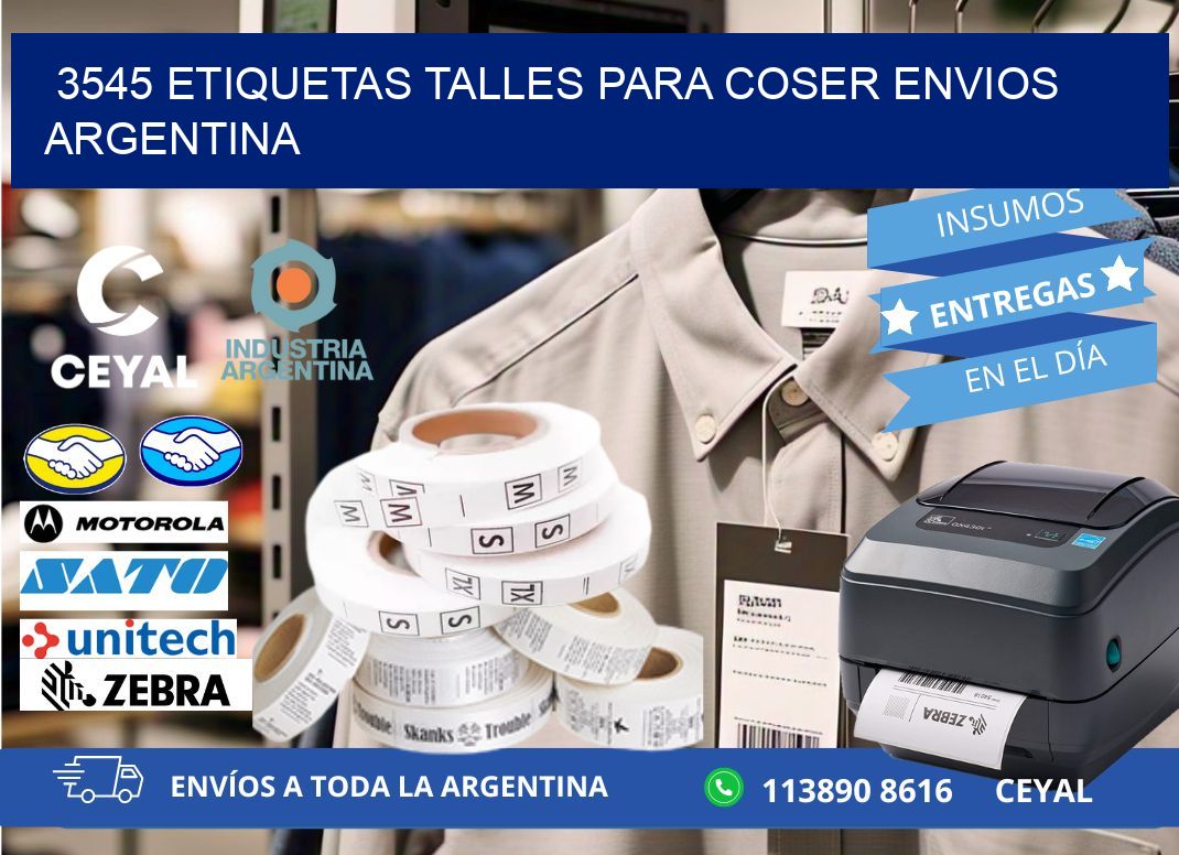 3545 ETIQUETAS TALLES PARA COSER ENVIOS ARGENTINA