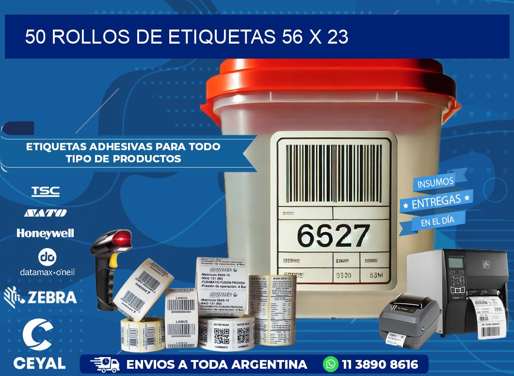 50 ROLLOS DE ETIQUETAS 56 x 23