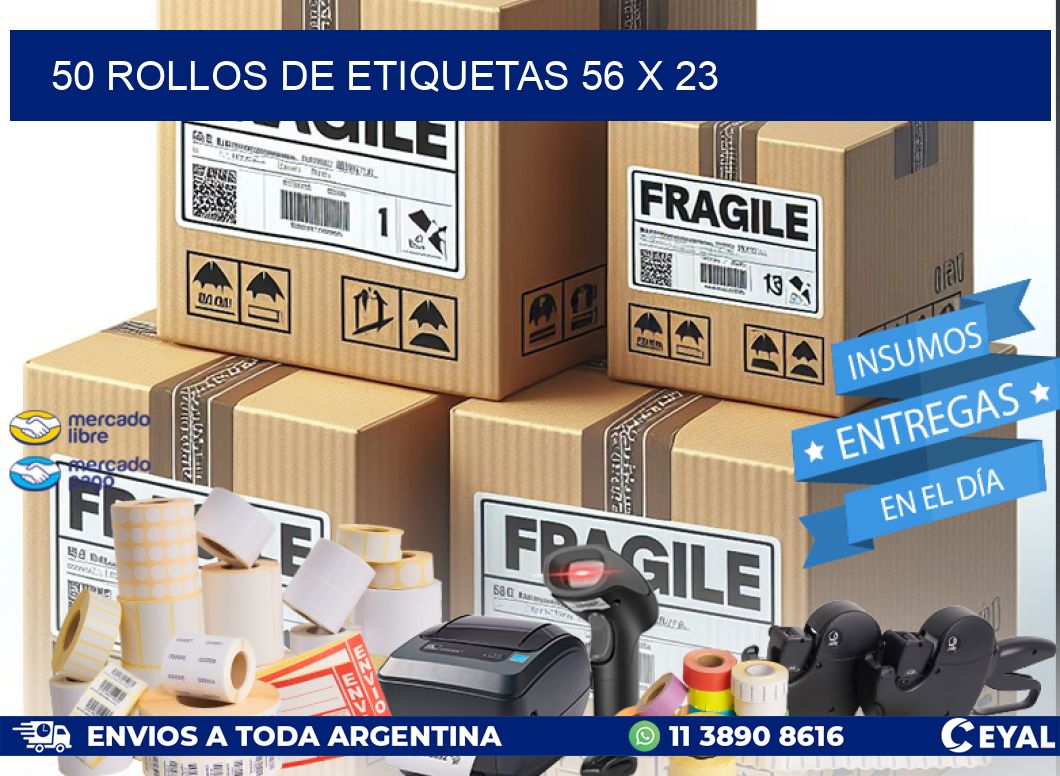 50 ROLLOS DE ETIQUETAS 56 x 23
