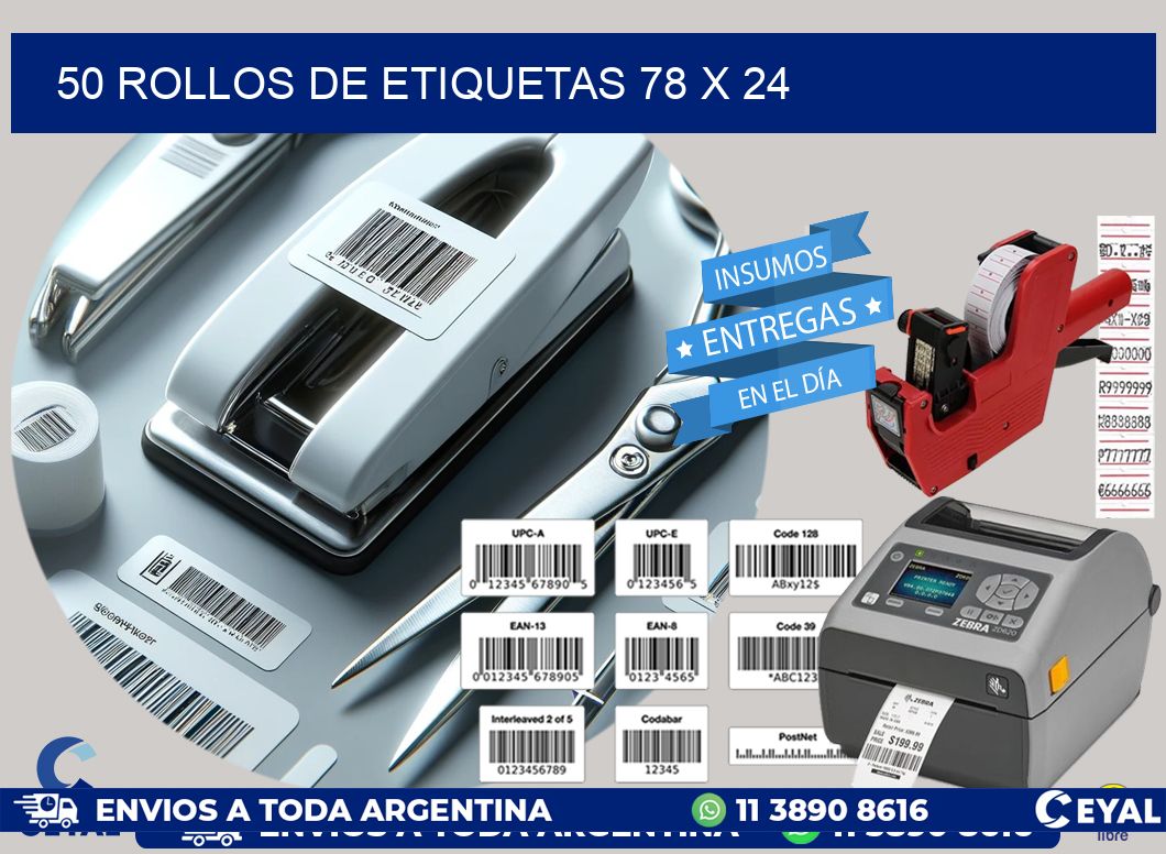 50 ROLLOS DE ETIQUETAS 78 x 24