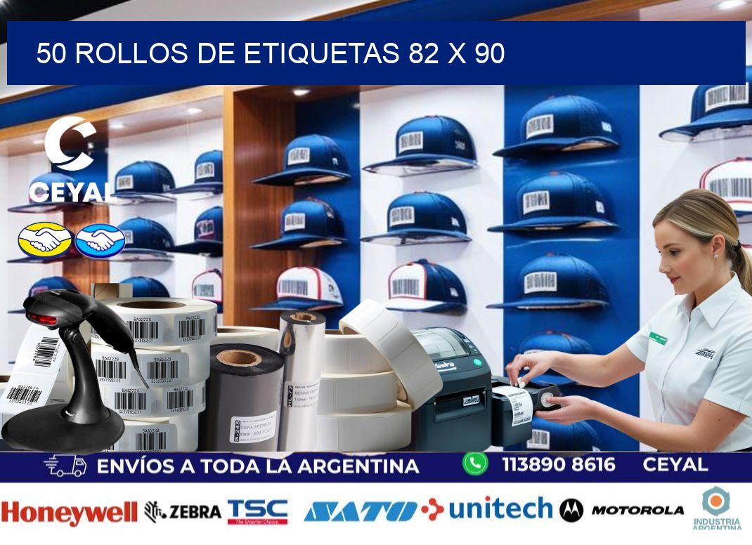 50 ROLLOS DE ETIQUETAS 82 x 90